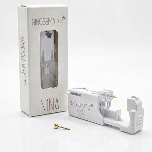 Ninosematic Tek Kullanımlık Burun Delme Kiti - Altın Kaplama Shape Ball Küpe