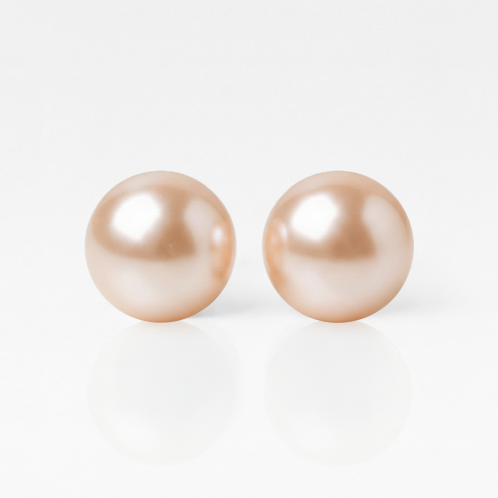 Cerrahi Çelik Kulak Delme Küpesi - Pearl Peach Alerji Yapmayan (Çift)