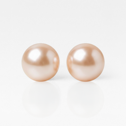 Cerrahi Çelik Kulak Delme Küpesi - Pearl Peach Alerji Yapmayan (Çift)
