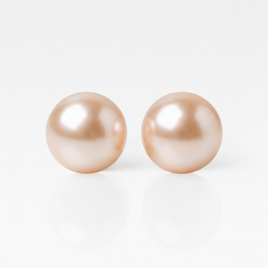 Cerrahi Çelik Kulak Delme Küpesi - Pearl Peach Alerji Yapmayan (Çift)