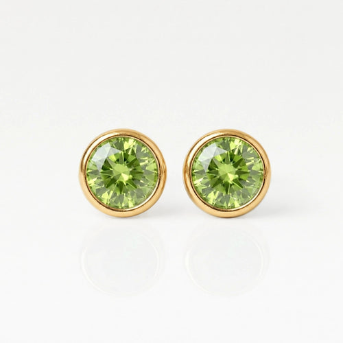 Серьги для прокола ушей с золотым покрытием - Birthstone Peridot Гипоаллергенный (пара)