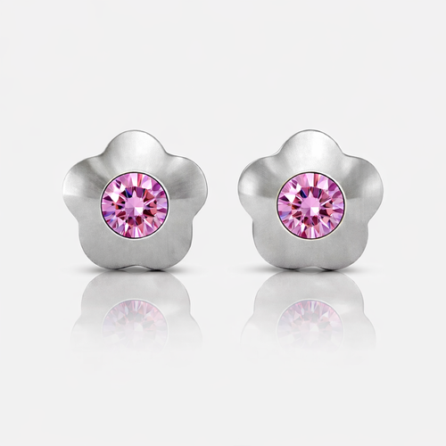 Cerrahi Çelik Kulak Delme Küpesi - Flowerlite Rose Alerji Yapmayan (Çift)