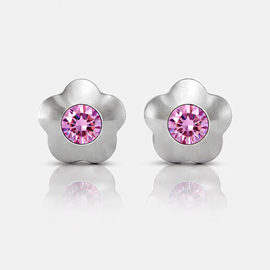 Cerrahi Çelik Kulak Delme Küpesi - Flowerlite Rose Alerji Yapmayan (Çift)