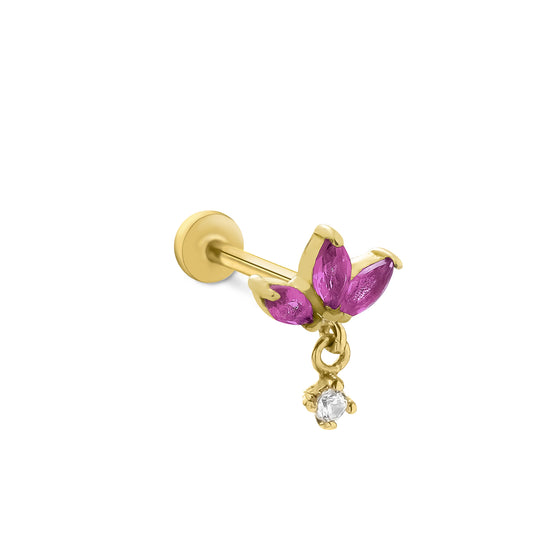 14K Gold Piercing - 3 Stone Rose Marquise