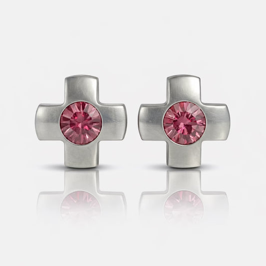 Cerrahi Çelik Kulak Delme Küpesi - Crosslite Rose Alerji Yapmayan (Çift)