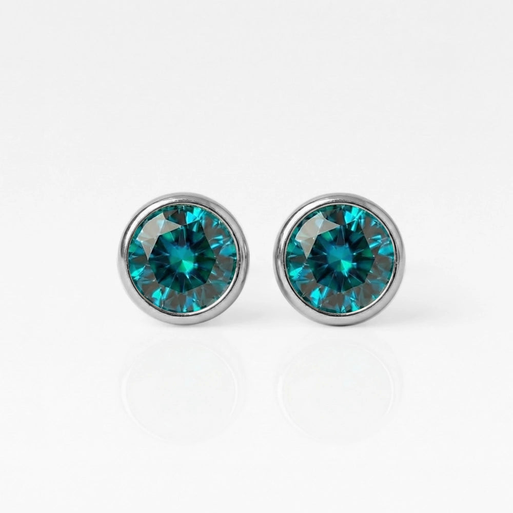 Cerrahi Çelik Kulak Delme Küpeleri -  Birthstone Blue Zircon Alerji Yapmayan (Çift)