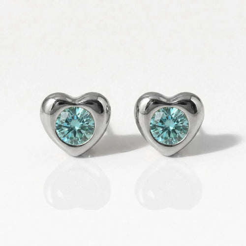 Серьги для прокалывания ушей из хирургической стали — Heartlite Aquamarine гипоаллергенные (пара)
