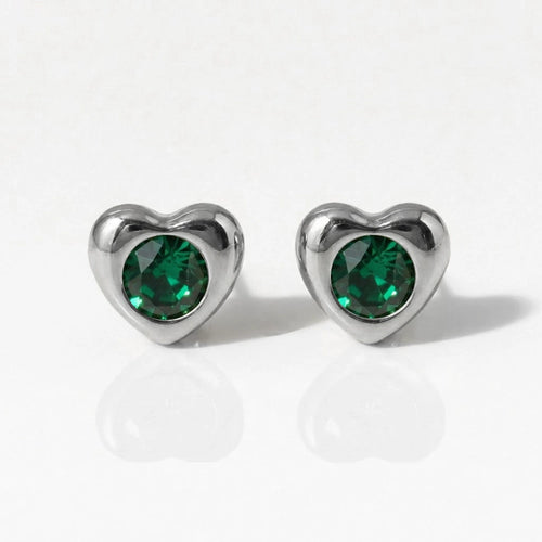 Серьги для прокалывания ушей из хирургической стали — Heartlite Emerald гипоаллергенные (пара)