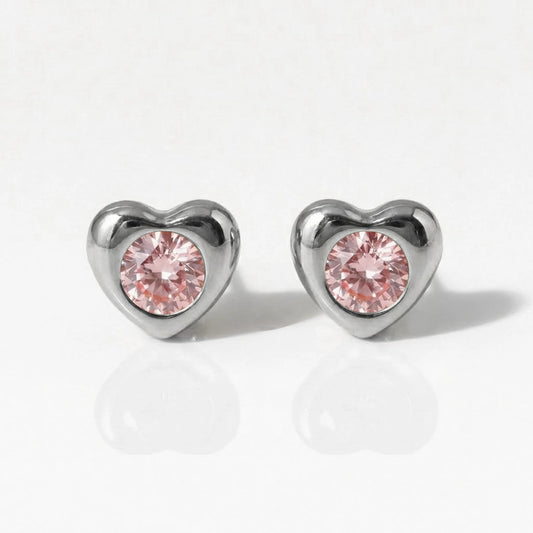 Серьги для прокалывания ушей из хирургической стали — Heartlite Light Rose гипоаллергенные (пара)
