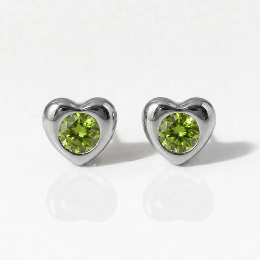 Серьги для прокалывания ушей из хирургической стали — Heartlite Peridot гипоаллергенные (пара)
