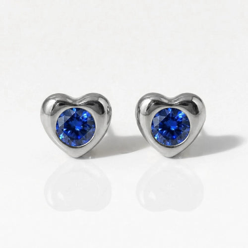 Cerrahi Çelik Kulak Delme Küpesi - Heartlite Sapphire Alerji Yapmayan (Çift)