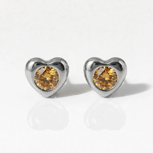 Серьги для прокалывания ушей из хирургической стали — Heartlite Topaz гипоаллергенные (пара)