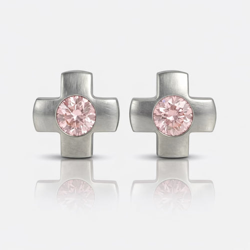 Серьги для прокалывания ушей из хирургической стали — Crosslite Light Rose гипоаллергенные 