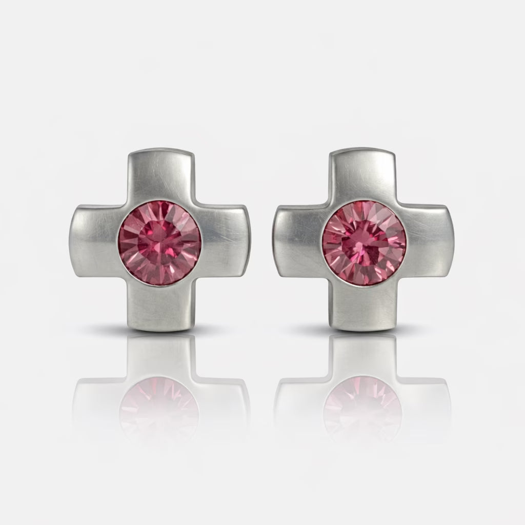 Surgical Steel Ear Piercing Studs - Crosslite Rose Hypoallergenic
