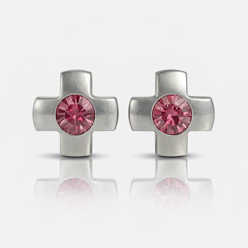 Surgical Steel Ear Piercing Studs - Crosslite Rose Hypoallergenic
