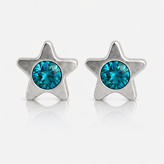 Серьги для прокалывания ушей из хирургической стали — StarLite Blue Zircon гипоаллергенные