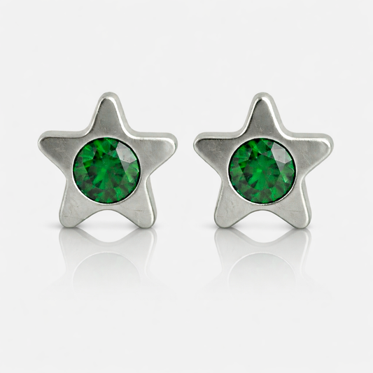 Cerrahi Çelik Kulak Delme Küpesi - Starlite Emerald Alerji Yapmayan 