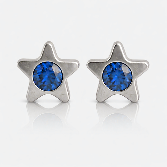 Cerrahi Çelik Kulak Delme Küpesi - Starlite Sapphire Alerji Yapmayan 
