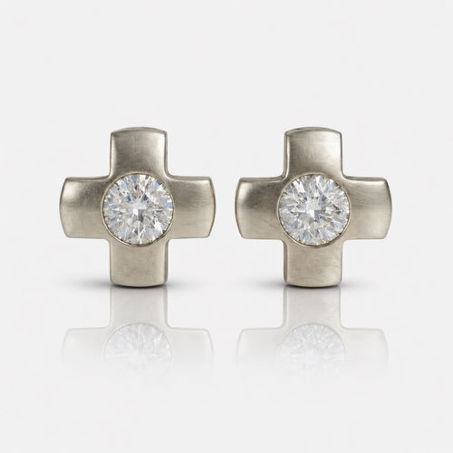 Cerrahi Çelik Kulak Delme Küpesi - Crosslite Crystal Alerji Yapmayan (Çift)