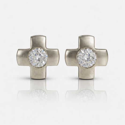 Cerrahi Çelik Kulak Delme Küpesi - Crosslite Crystal Alerji Yapmayan (Çift)