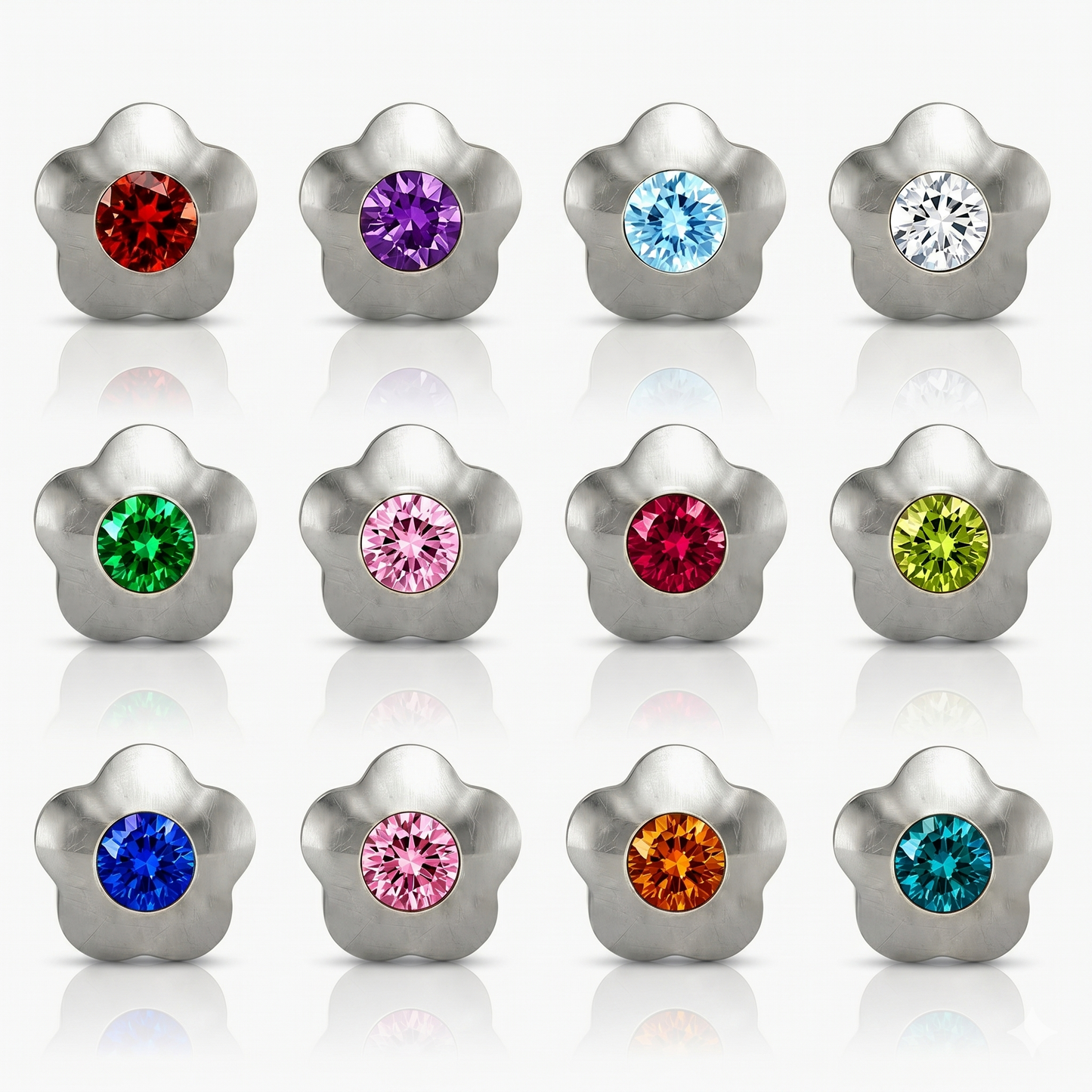 Surgical Steel Ear Piercing Studs - Flowerlite Assorted Hypoallergenic