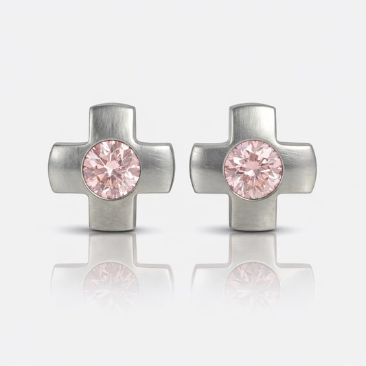 Cerrahi Çelik Kulak Delme Küpesi - Crosslite Light Rose Alerji Yapmayan (Çift)