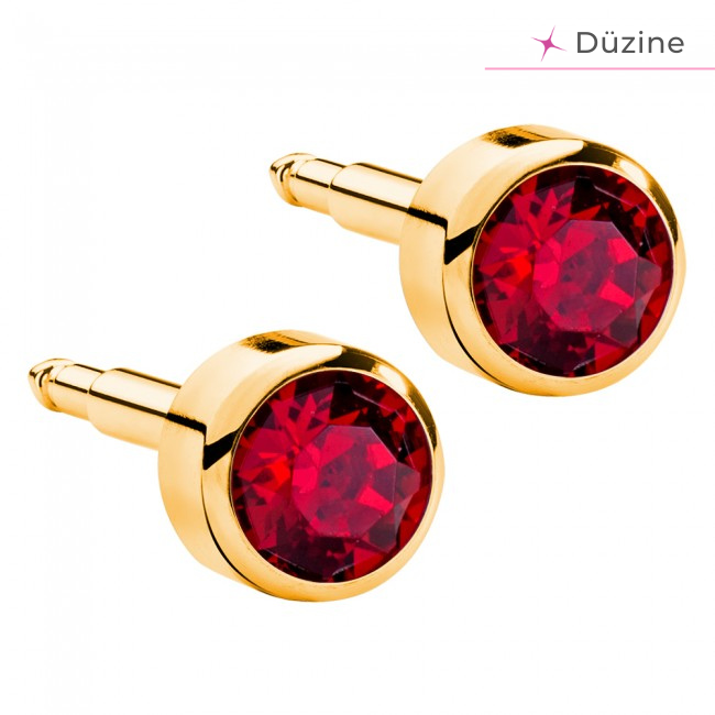 Gold Garnet Kulak Delme Küpesi