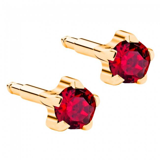 Gold Ruby Tırnaklı Kulak Delme Küpesi