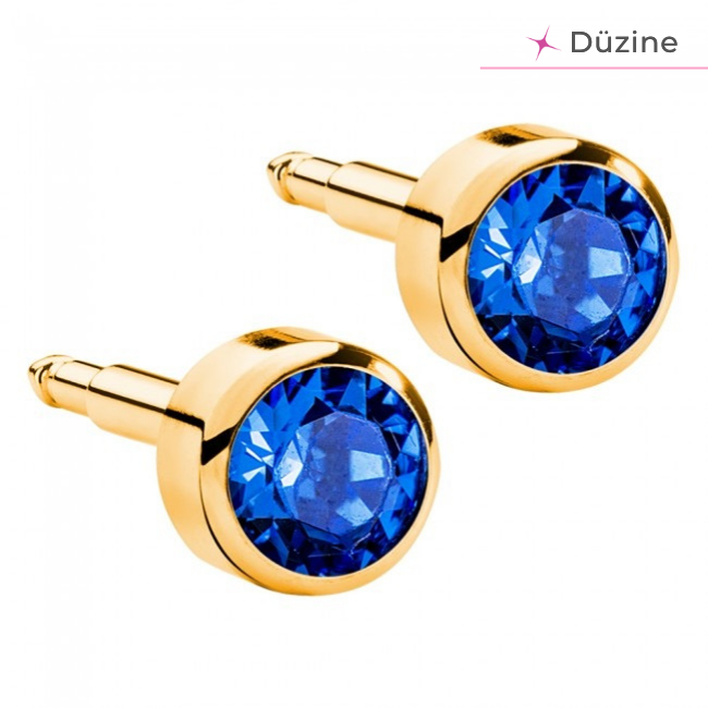 Gold Sapphire Kulak Delme Küpesi