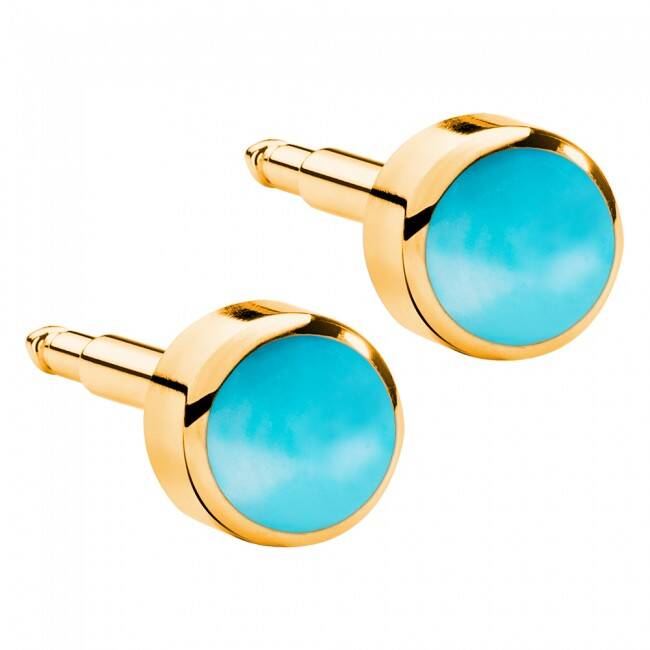 Gold Turquoise Kulak Delme Küpesi