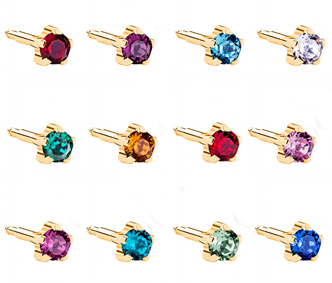  - Kulak Delme Küpesi Gold Assorted Birthstar Yıldız Model | 12'li Set