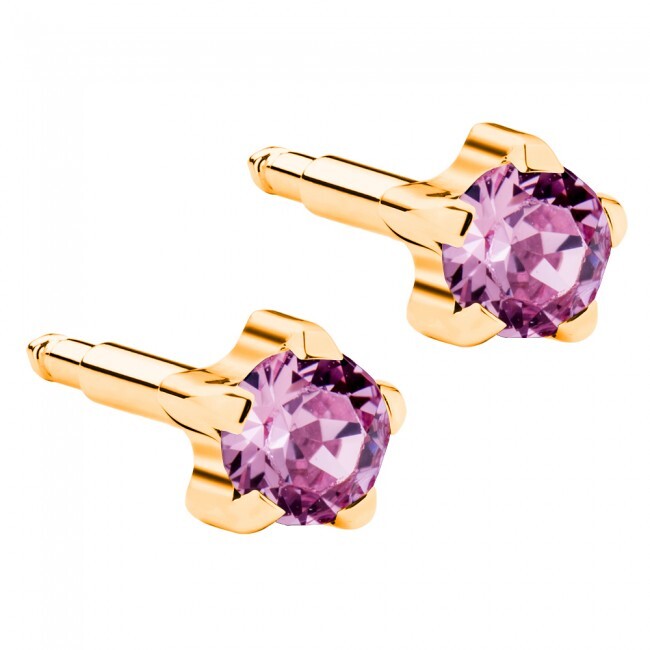  - Kulak Delme Küpesi - Gold Light Rose Birthstar, Yıldız Model