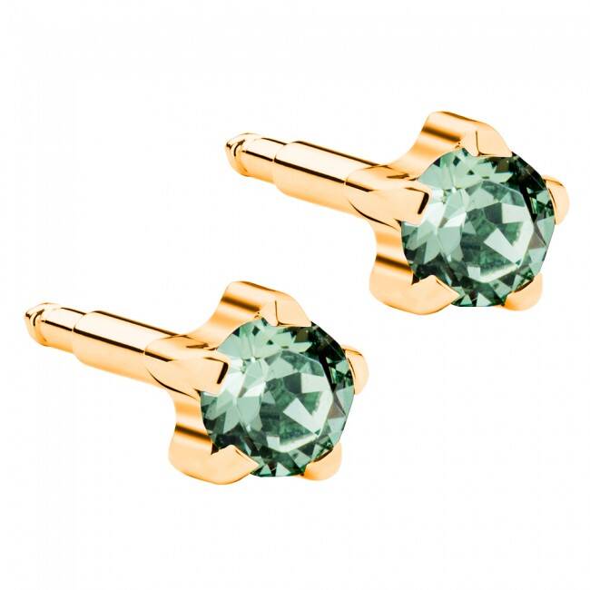 Kulak Delme Küpesi - Gold Peridot Birthstar Yıldız Model