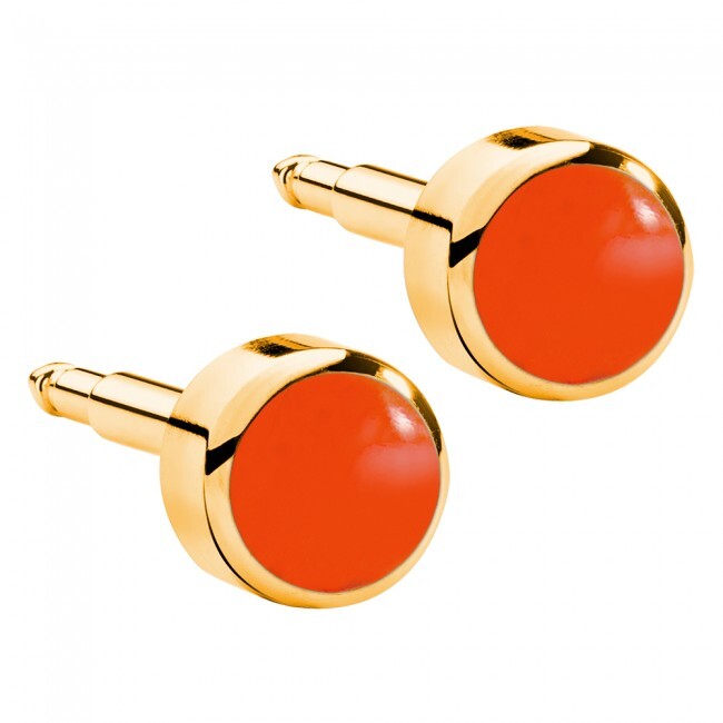  - Kulak Delme Küpesi Gold Red Coral 