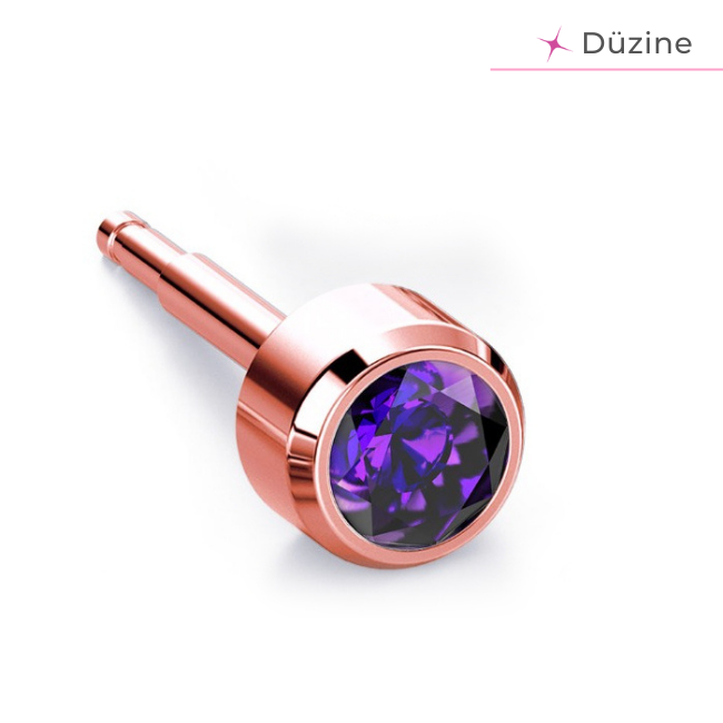  - Kulak Delme Küpesi Rose Amethyst 