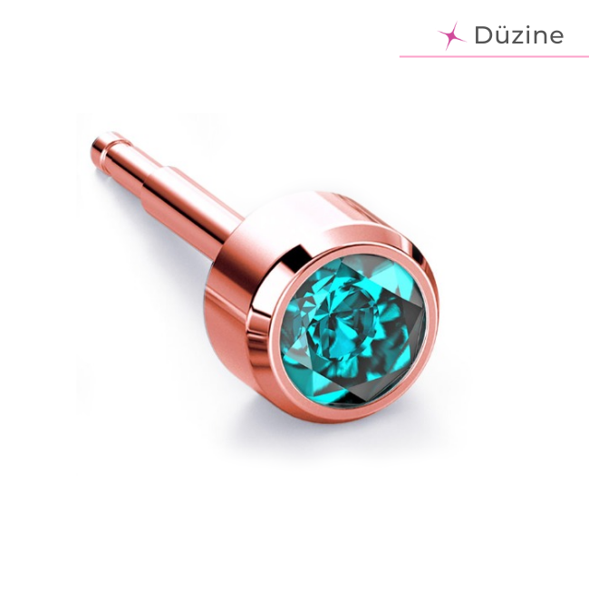  - Kulak Delme Küpesi - Rose Blue Zircon, 12'li Set 