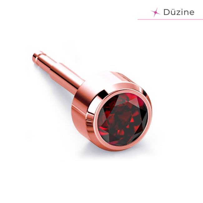  - Kulak Delme Küpesi Rose Garnet 