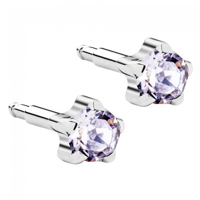 Kulak Delme Küpesi White Crystal Birthstar Yıldız Model 