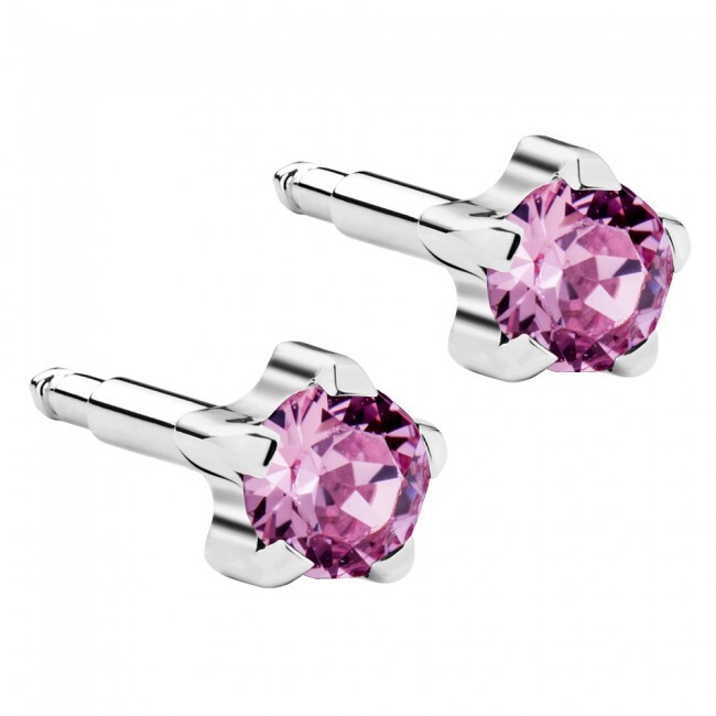  - Kulak Delme Küpesi White Light Rose Birthstar Yıldız Model 