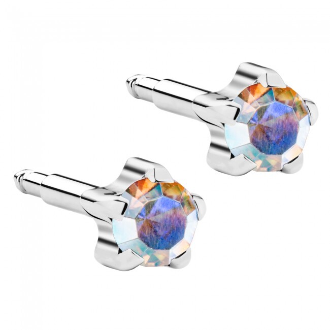  - Kulak Delme Küpesi White Rock Crystal Birthstar, Yıldız Model