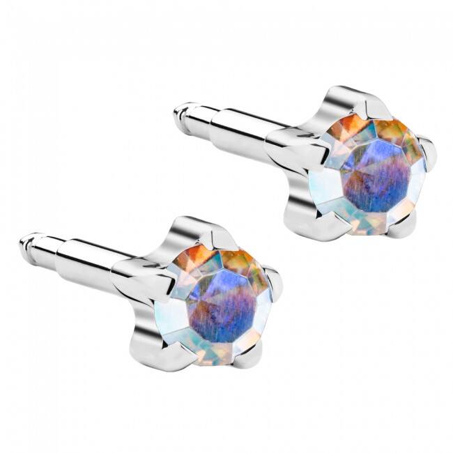 Kulak Delme Küpesi White Rock Crystal Birthstar, Yıldız Model