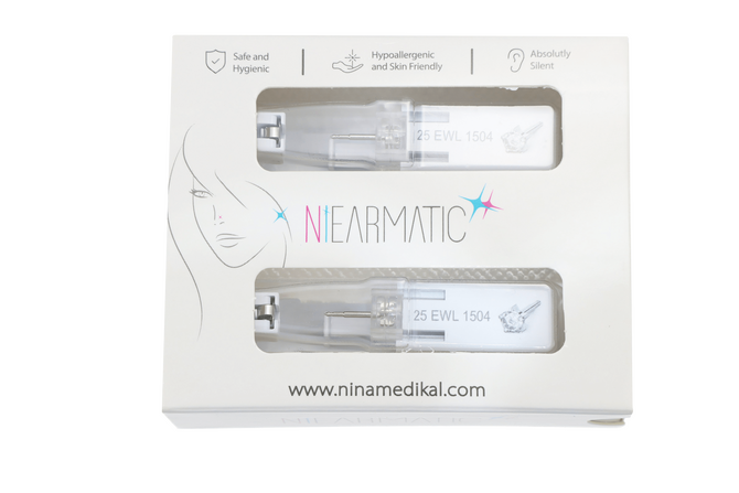  - Niearmatic White Birthstar Crystal Zircon Kulak Delme Küpesi Large 5mm