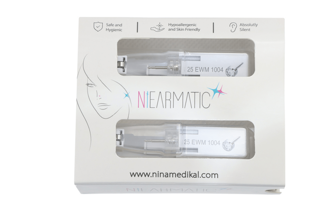  - Niearmatic White Birthstone Crystal Kulak Delme Küpesi Mini 3mm