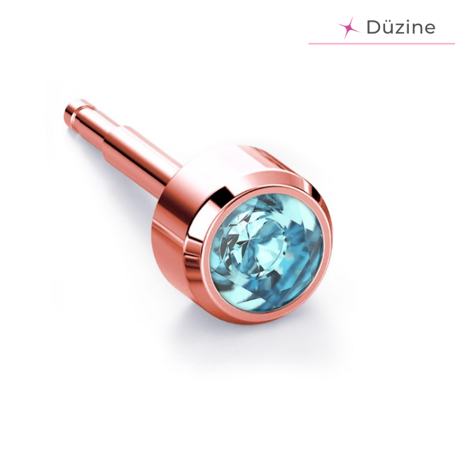 Rose Aquamarine Kulak Delme Küpesi