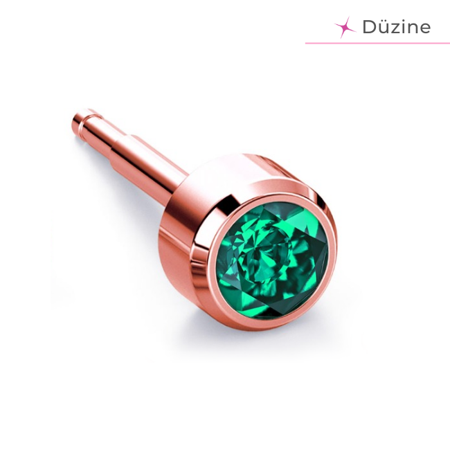  - Kulak Delme Küpesi Rose Emerald
