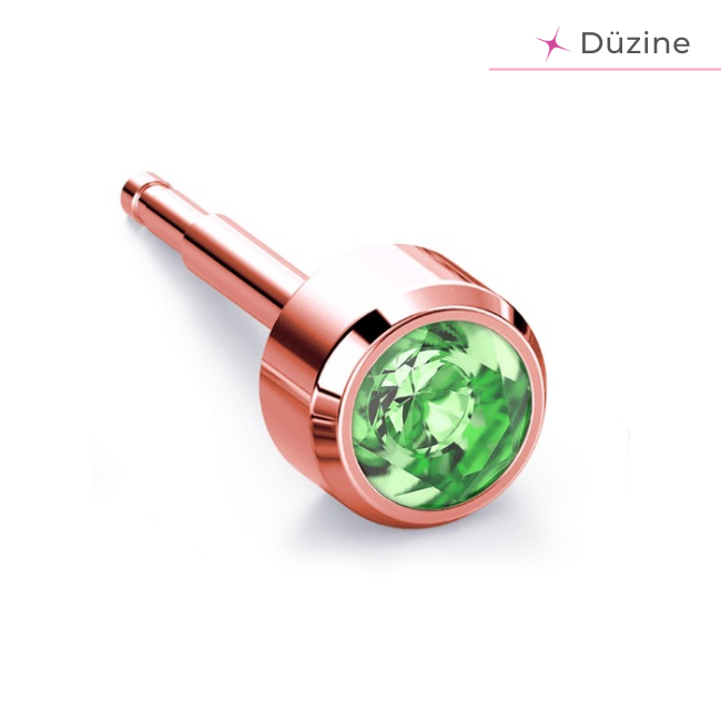  - Kulak Delme Küpesi Rose Peridot 12'li Set