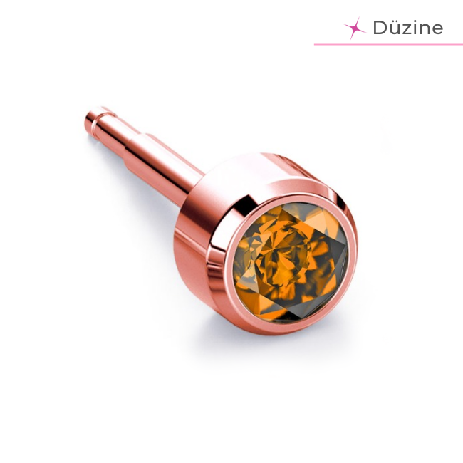 Rose Topaz Kulak Delme Küpesi